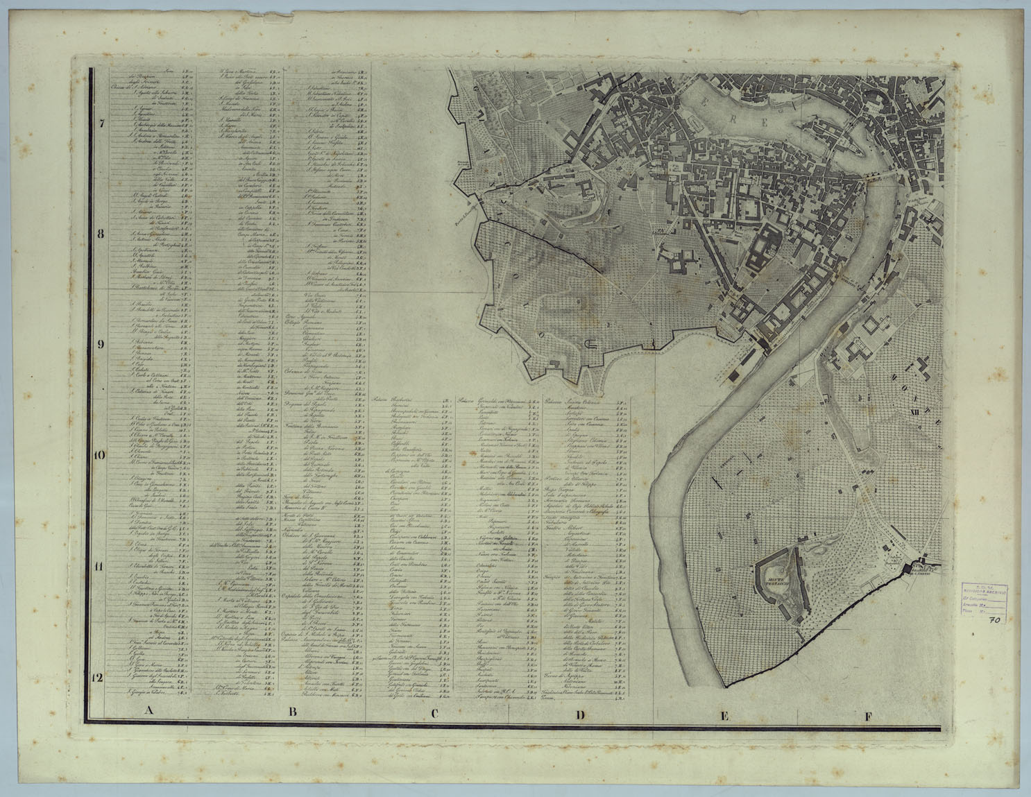 (N:24900) PIANTA TOPOGRAFICA DI ROMA  PUBBLICATA DALLA DIREZIONE GENERALE DEL CENSO ED AGGIORNATA A TUTTO IL CORRENTE ANNO MDCCCLXVI - FOGLIO 4. (CA005876) Carte e stampe antiche: riproduzione a colori su carta (formato A1)