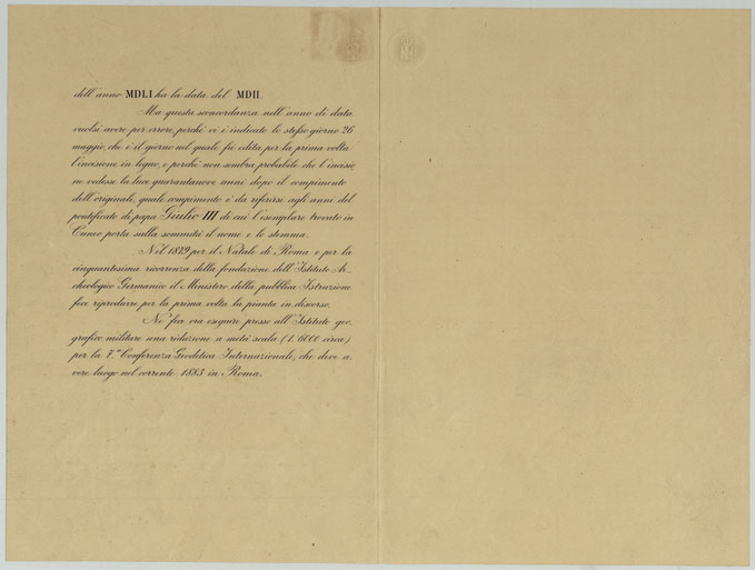 (N:24901) LA PIANTA DI ROMA DI LEONARDO BUFALINI DA UN ESEMPLARE A PENNA GIA' CONSERVATO IN CUNEO RIPRODOTTO PER CURA DEL MINISTERO DELLA PUBBLICA ISTRUZIONE - COPERTINA (CA005881, CA005882, CA005883, CA005884, CA005885) Carte e stampe antiche: riproduzione a colori su carta (formato A1)