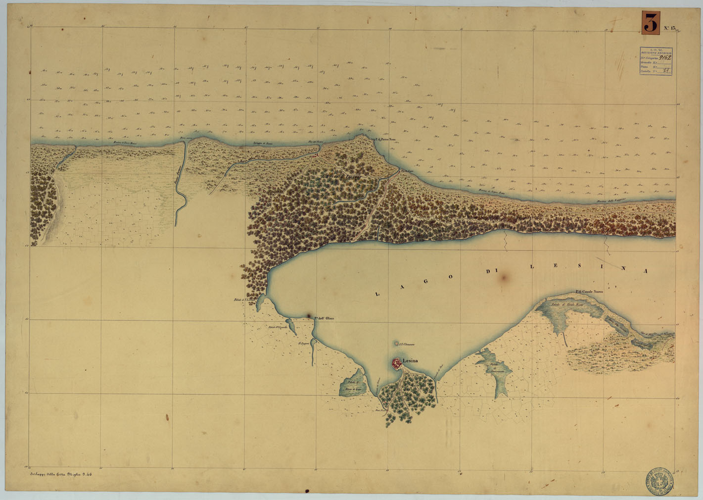 (N:9222) CARTA RILIEVI DELLE COSTE DELL'ADRIATICO DAL FIUME TRONTO A GAGLIANO DEL CAPO DI S.TA MARIA DI LEUCA - FOGLIO 13 (CA005977) Carte e stampe antiche: riproduzione a colori su carta (formato A1)