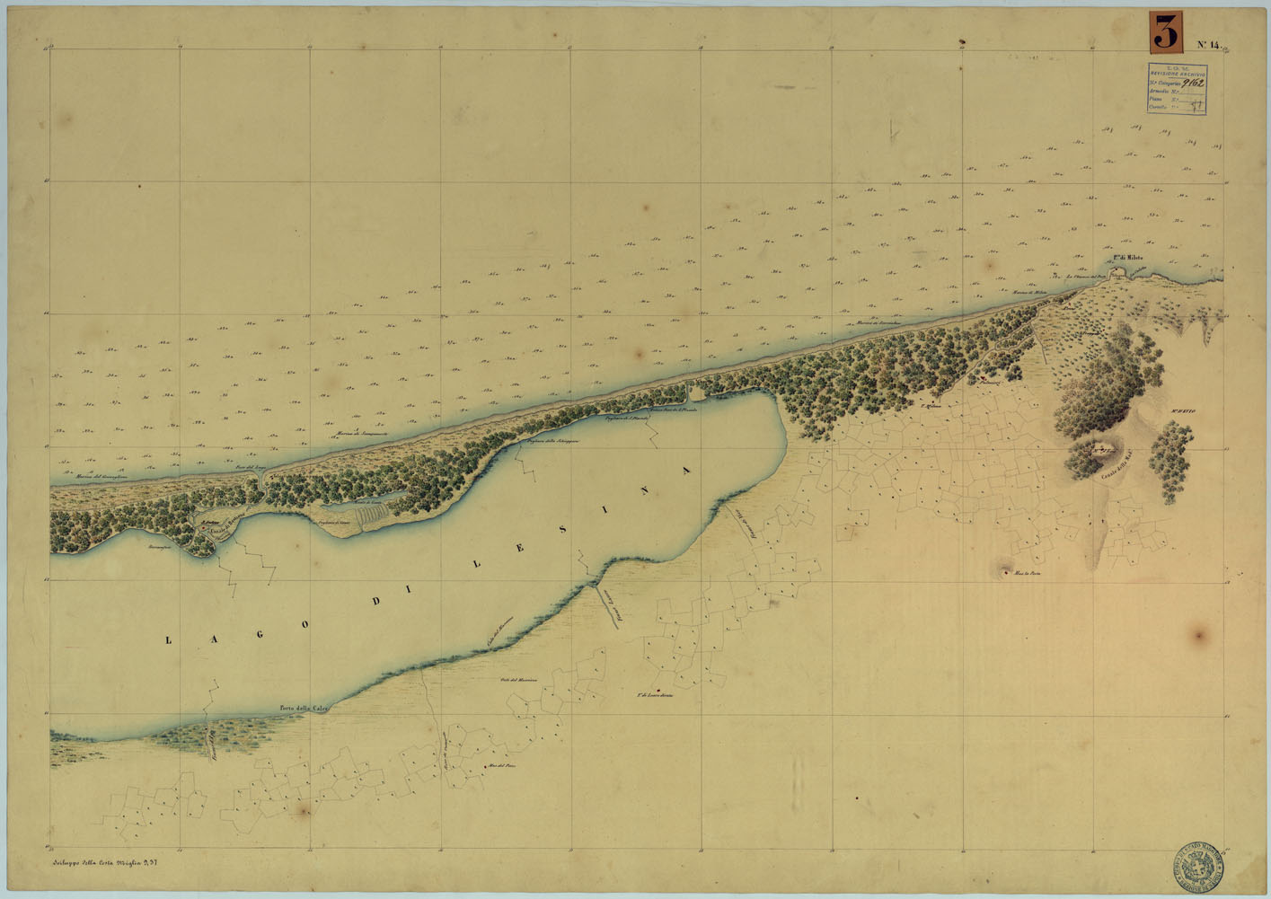 (N:9223) CARTA RILIEVI DELLE COSTE DELL'ADRIATICO DAL FIUME TRONTO A GAGLIANO DEL CAPO DI S.TA MARIA DI LEUCA - FOGLIO 14 (CA005978) Carte e stampe antiche: riproduzione a colori su carta (formato A1)