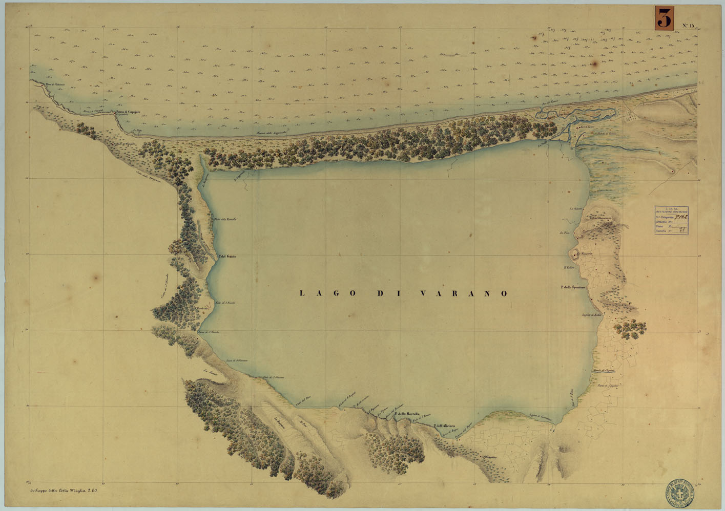 (N:9224) CARTA RILIEVI DELLE COSTE DELL'ADRIATICO DAL FIUME TRONTO A GAGLIANO DEL CAPO DI S.TA MARIA DI LEUCA - FOGLIO 15 (CA005979) Carte e stampe antiche: riproduzione a colori su carta (formato A1)