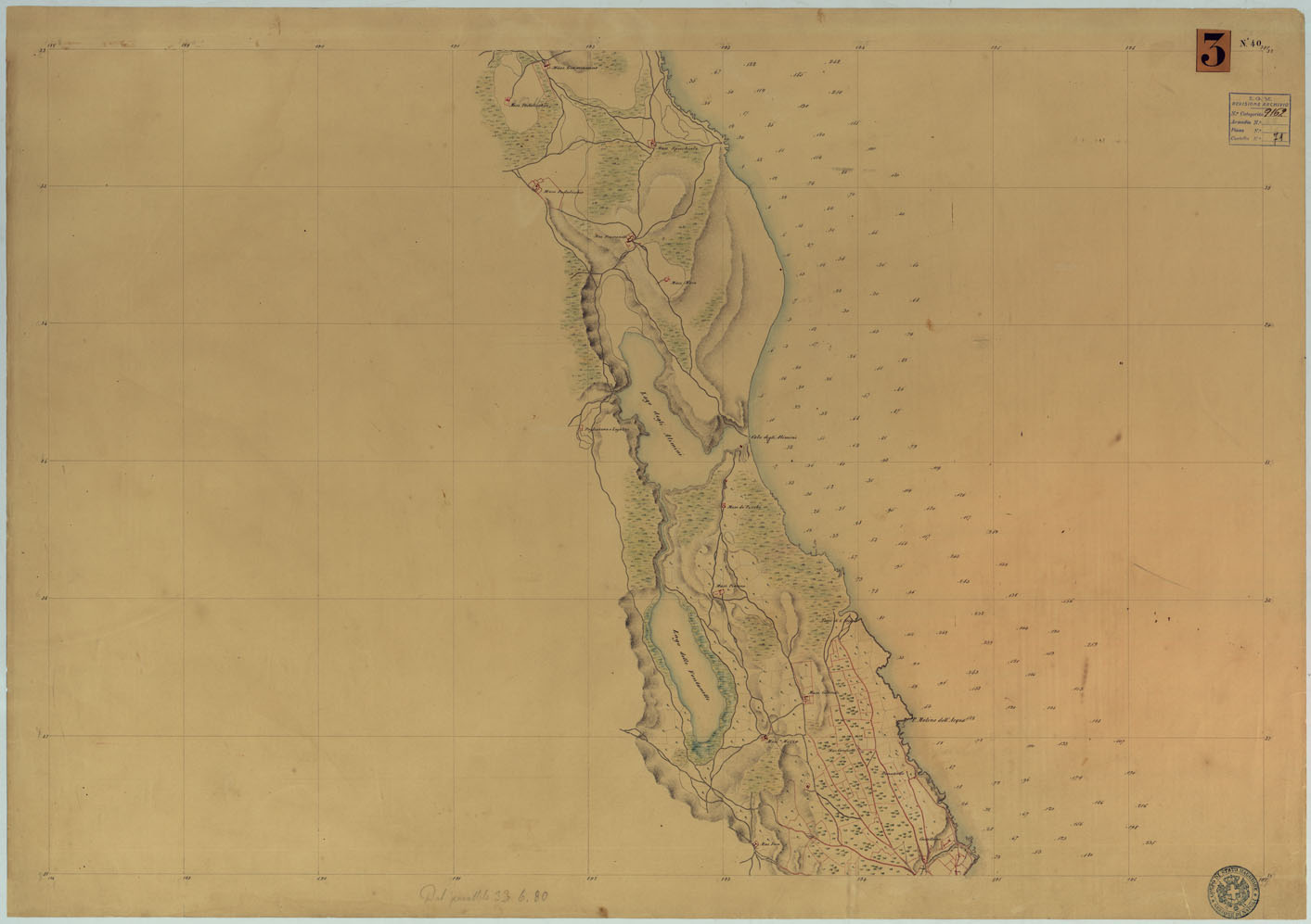 (N:9252) CARTA RILIEVI DELLE COSTE DELL'ADRIATICO DAL FIUME TRONTO A GAGLIANO DEL CAPO DI S.TA MARIA DI LEUCA - FOGLIO 40 (CA006004) Carte e stampe antiche: riproduzione a colori su carta (formato A1)