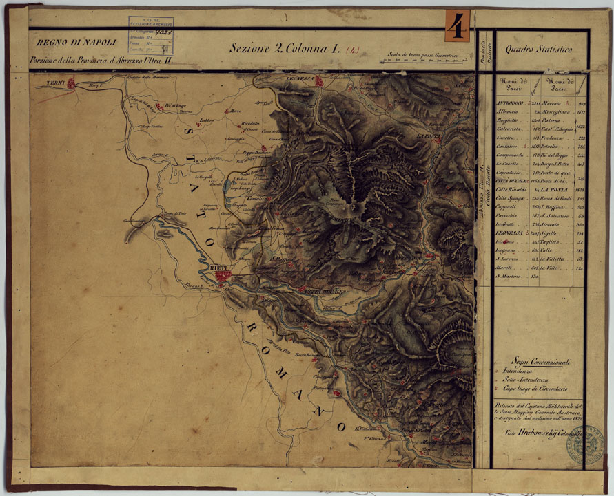 (N:14252) CARTA DELLE PROVINCE CONTINENTALI DELL'EX REGNO DI NAPOLI - SEZIONE 2 COLONNA I (4) (CA006013) Carte e stampe antiche: riproduzione a colori su carta (formato A1)