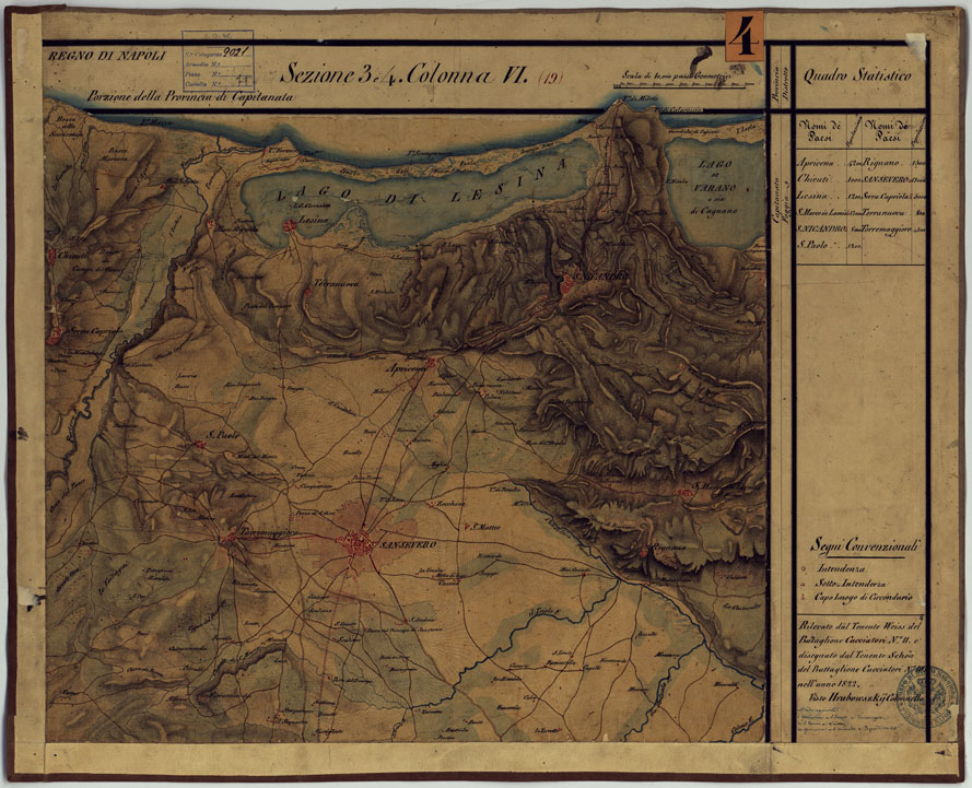 (N:14262) CARTA DELLE PROVINCE CONTINENTALI DELL'EX REGNO DI NAPOLI - SEZIONE 3- 4 COLONNA VI (13/19) (CA006027) Carte e stampe antiche: riproduzione a colori su carta (formato A1)