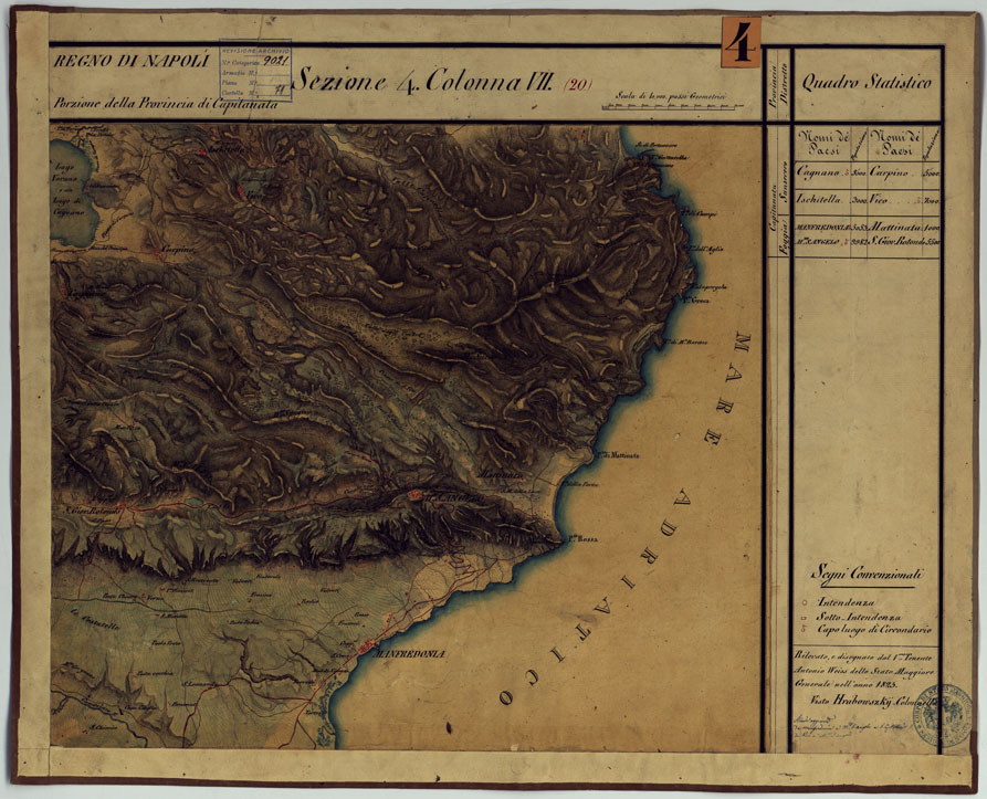 (N:14267) CARTA DELLE PROVINCE CONTINENTALI DELL'EX REGNO DI NAPOLI - SEZIONE 4 COLONNA VII (20) (CA006028) Carte e stampe antiche: riproduzione a colori su carta (formato A1)