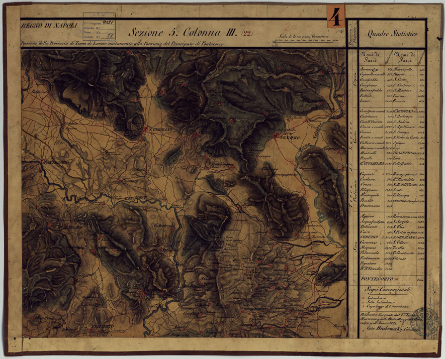 (N:14269) CARTA DELLE PROVINCE CONTINENTALI DELL'EX REGNO DI NAPOLI - SEZIONE 5 COLONNA III (22) (CA006030) Carte e stampe antiche: riproduzione a colori su carta (formato A1)