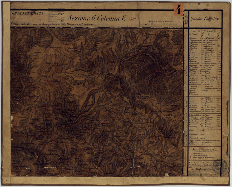 (N:14279) CARTA DELLE PROVINCE CONTINENTALI DELL'EX REGNO DI NAPOLI - SEZIONE 6 COLONNA V (30) (CA006039) Carte e stampe antiche: riproduzione a colori su carta (formato A1)