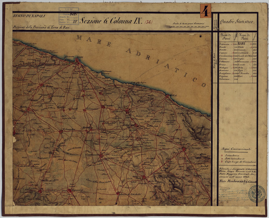 (N:14278) CARTA DELLE PROVINCE CONTINENTALI DELL'EX REGNO DI NAPOLI - SEZIONE 6 COLONNA IX (34) (CA006043) Carte e stampe antiche: riproduzione a colori su carta (formato A1)