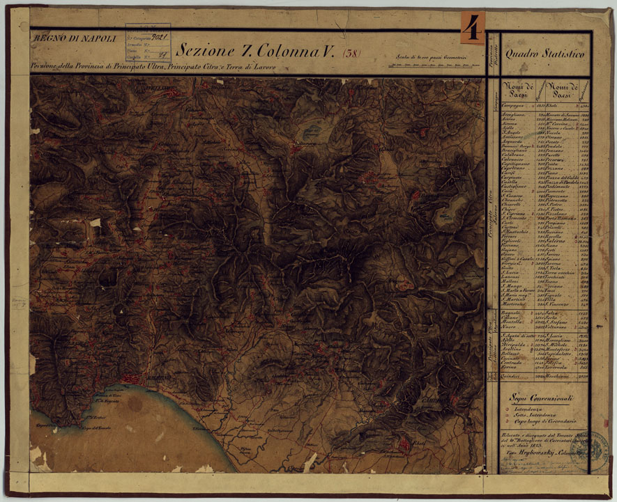 (N:14287) CARTA DELLE PROVINCE CONTINENTALI DELL'EX REGNO DI NAPOLI - SEZIONE 7 COLONNA V (38) (CA006047) Carte e stampe antiche: riproduzione a colori su carta (formato A1)