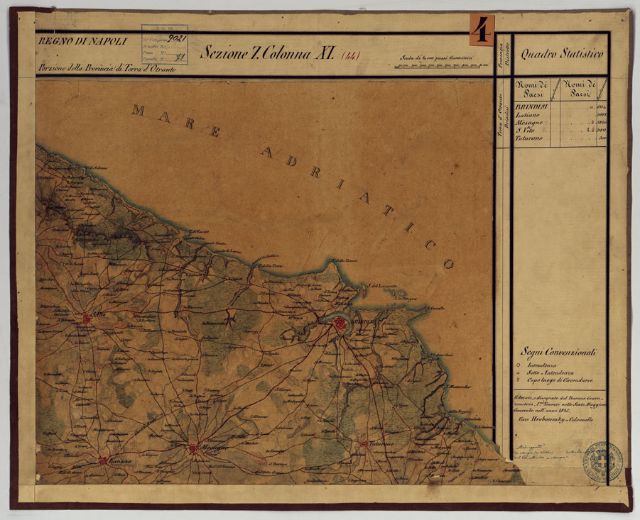 (N:14292) CARTA DELLE PROVINCE CONTINENTALI DELL'EX REGNO DI NAPOLI - SEZIONE 7 COLONNA XI (44) (CA006053) Carte e stampe antiche: riproduzione a colori su carta (formato A1)