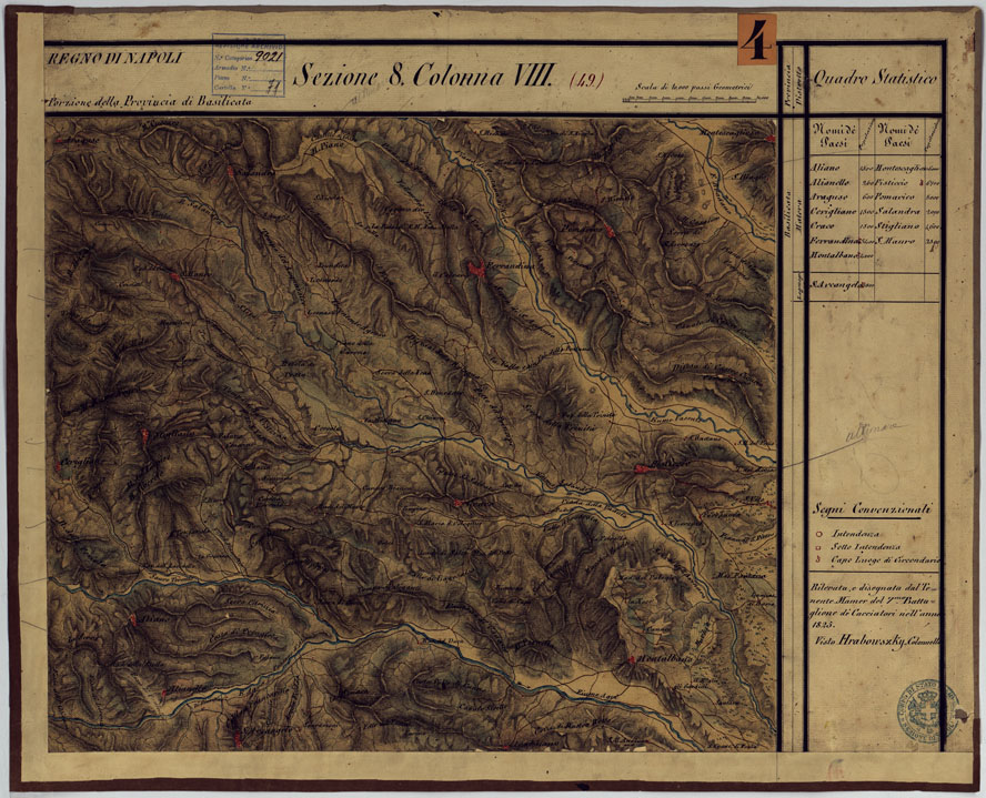 (N:14298) CARTA DELLE PROVINCE CONTINENTALI DELL'EX REGNO DI NAPOLI - SEZIONE 8 COLONNA VIII (49) (CA006058) Carte e stampe antiche: riproduzione a colori su carta (formato A1)