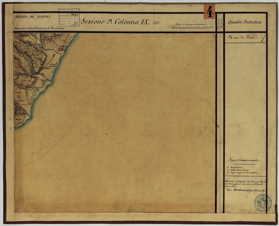 (N:14302) CARTA DELLE PROVINCE CONTINENTALI DELL'EX REGNO DI NAPOLI - SEZIONE 9 COLONNA IX (58) (CA006067) Carte e stampe antiche: riproduzione a colori su carta (formato A1)
