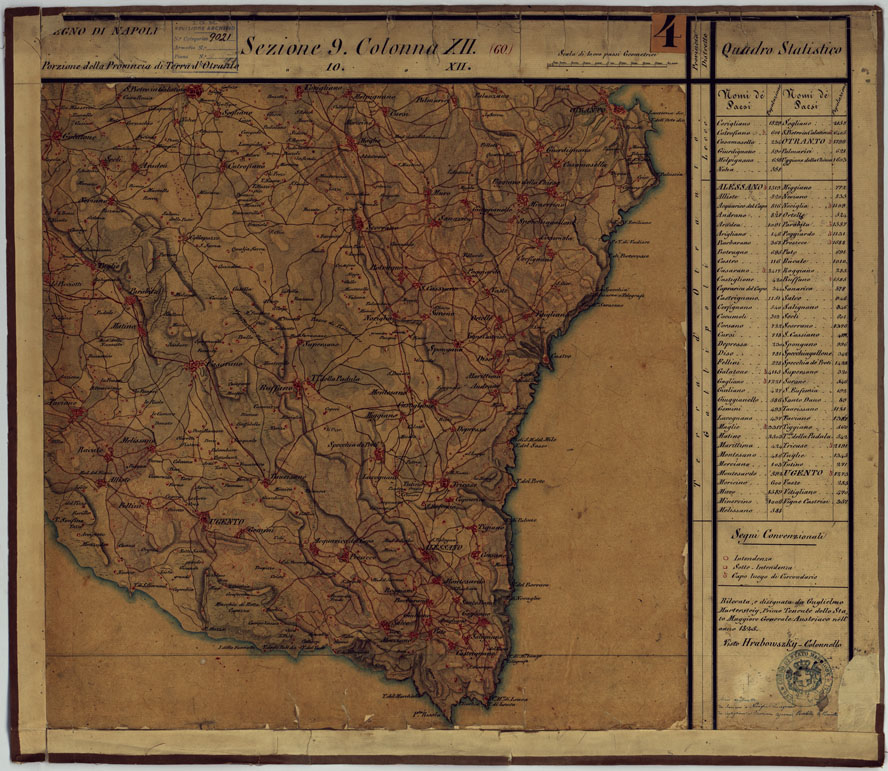 (N:14308) CARTA DELLE PROVINCE CONTINENTALI DELL'EX REGNO DI NAPOLI - SEZIONE 9 COLONNA XII (60) (CA006069) Carte e stampe antiche: riproduzione a colori su carta (formato A1)