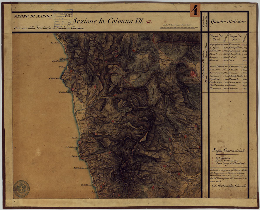 (N:14309) CARTA DELLE PROVINCE CONTINENTALI DELL'EX REGNO DI NAPOLI - SEZIONE  9 COLONNA XIII (61) (CA006070) Carte e stampe antiche: riproduzione a colori su carta (formato A1)