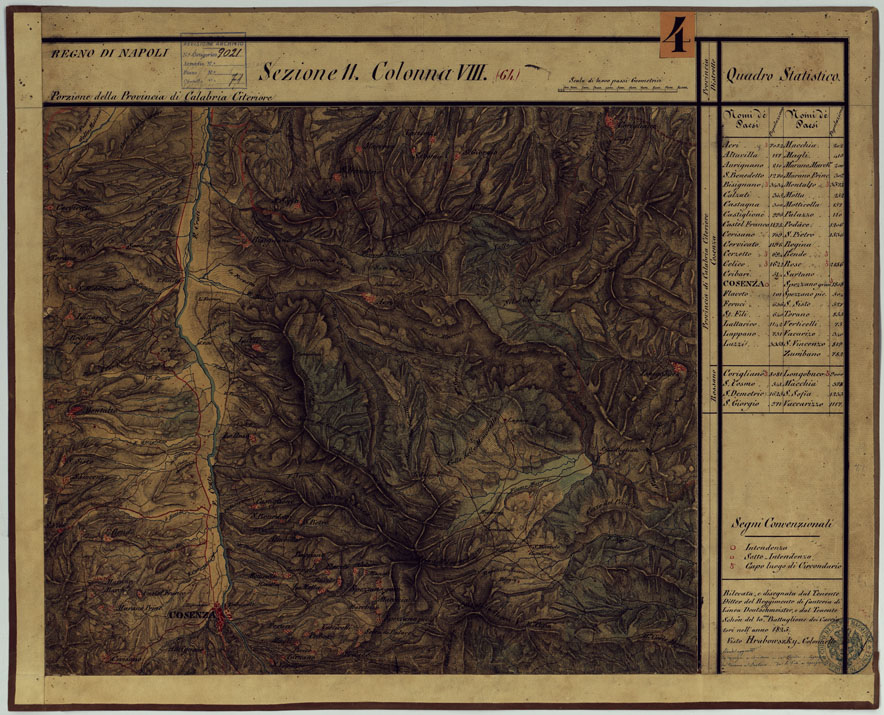 (N:14240) CARTA DELLE PROVINCE CONTINENTALI DELL'EX REGNO DI NAPOLI - SEZIONE 11 COLONNA VIII (64) (CA006073) Carte e stampe antiche: riproduzione a colori su carta (formato A1)