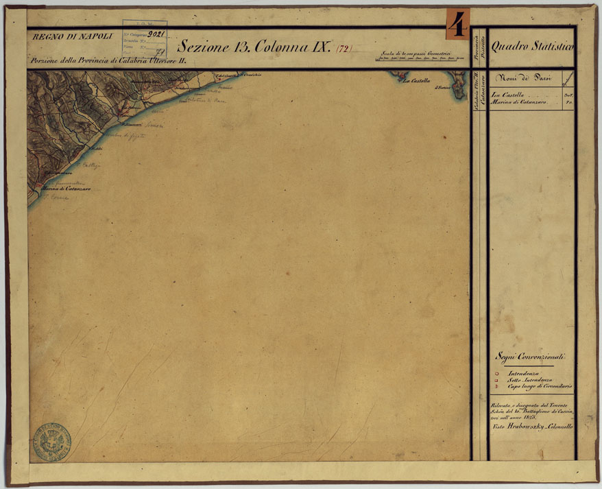 (N:14245) CARTA DELLE PROVINCE CONTINENTALI DELL'EX REGNO DI NAPOLI - SEZIONE 13 COLONNA IX (72) (CA006081) Carte e stampe antiche: riproduzione a colori su carta (formato A1)