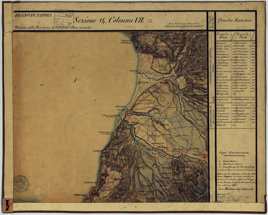 (N:14248) CARTA DELLE PROVINCE CONTINENTALI DELL'EX REGNO DI NAPOLI - SEZIONE 14 COLONNA VII (73) (CA006082) Carte e stampe antiche: riproduzione a colori su carta (formato A1)