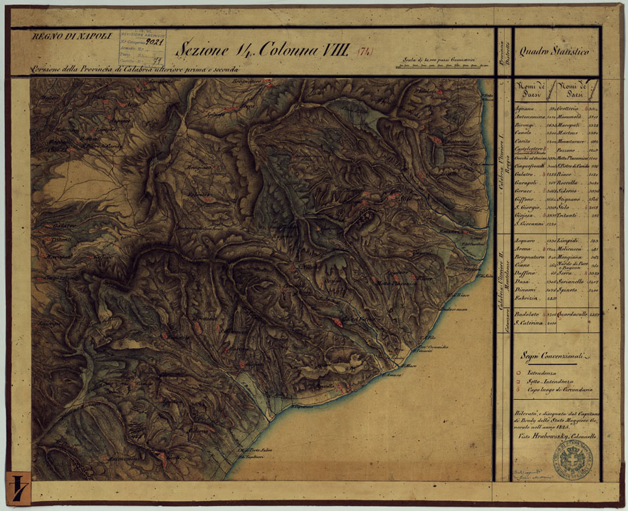(N:14249) CARTA DELLE PROVINCE CONTINENTALI DELL'EX REGNO DI NAPOLI - SEZIONE 14 COLONNA VIII (74) (CA006083) Carte e stampe antiche: riproduzione a colori su carta (formato A1)