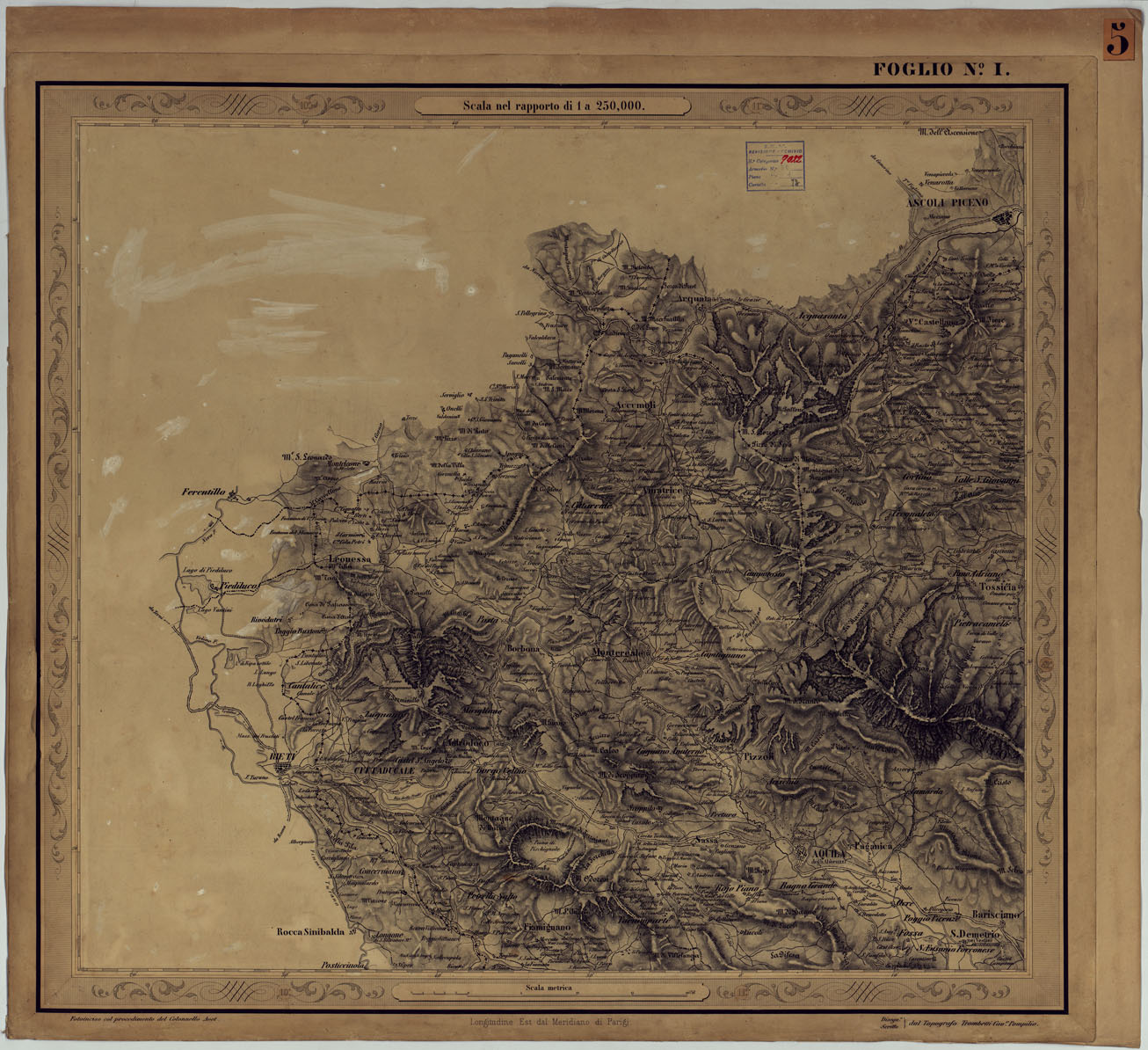 (N:14523) CARTA DELLE PROVINCIE NAPOLETANE IN 25 FOGLI COL PROCEDIMENTO DEL GENERALE AVET ALLA SCALA DI 1 250.000 PUBBLICATA DALL'ISTITUTO TOPOGRAFICO MILITARE 1874 - FOGLIO I. (CA006091) Carte e stampe antiche: riproduzione a colori su carta (formato A1)