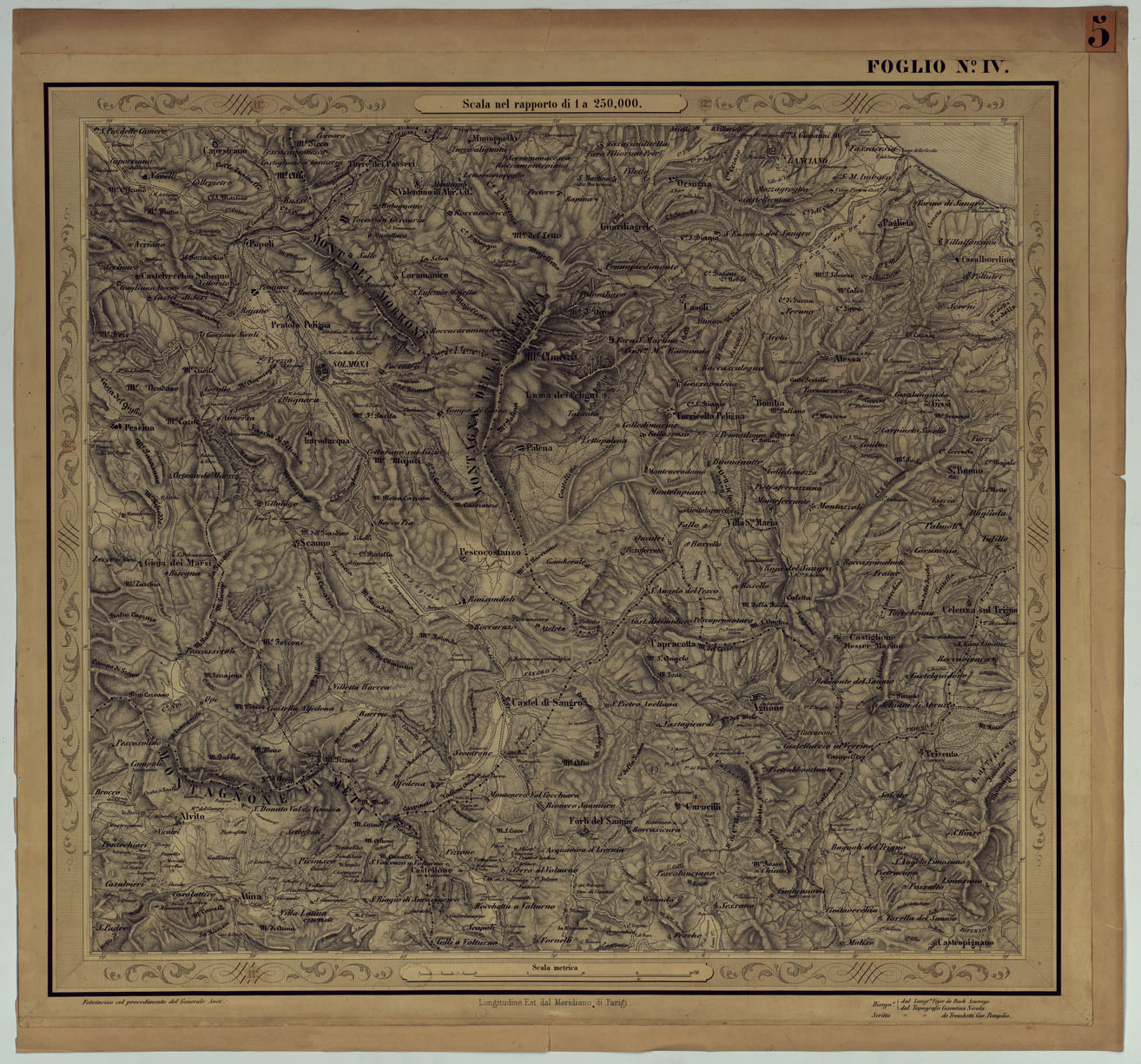 (N:14528) CARTA DELLE PROVINCIE NAPOLETANE IN 25 FOGLI COL PROCEDIMENTO DEL GENERALE AVET ALLA SCALA DI 1 250.000 PUBBLICATA DALL'STITUTO TOPOGRAFICO MILITARE 1874 - FOGLIO IV. (CA006094) Carte e stampe antiche: riproduzione a colori su carta (formato A1)