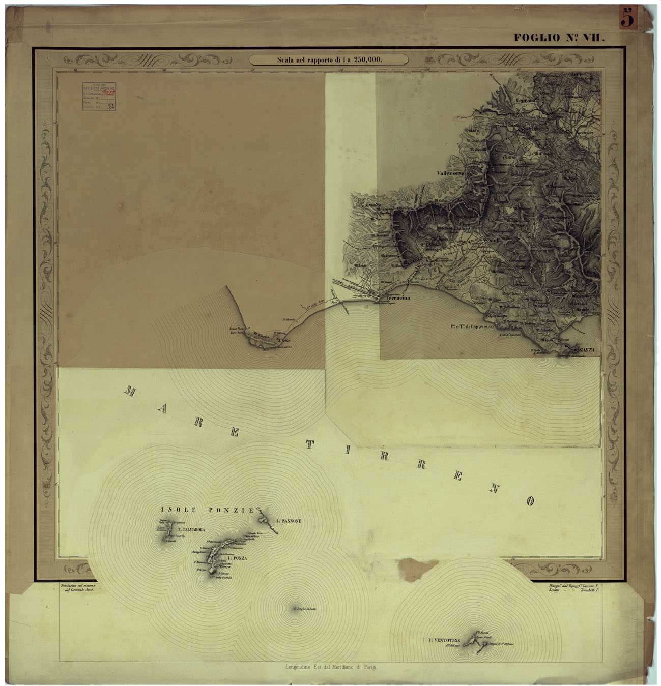 (N:14534) CARTA DELLE PROVINCIE NAPOLETANE IN 25 FOGLI COL PROCEDIMENTO DEL GENERALE AVET ALLA SCALA DI 1 250.000 PUBBLICATA DALL'ISTITUTO TOPOGRAFICO MILITARE 1874 - FOGLIO VII. (CA006098) Carte e stampe antiche: riproduzione a colori su carta (formato A1)