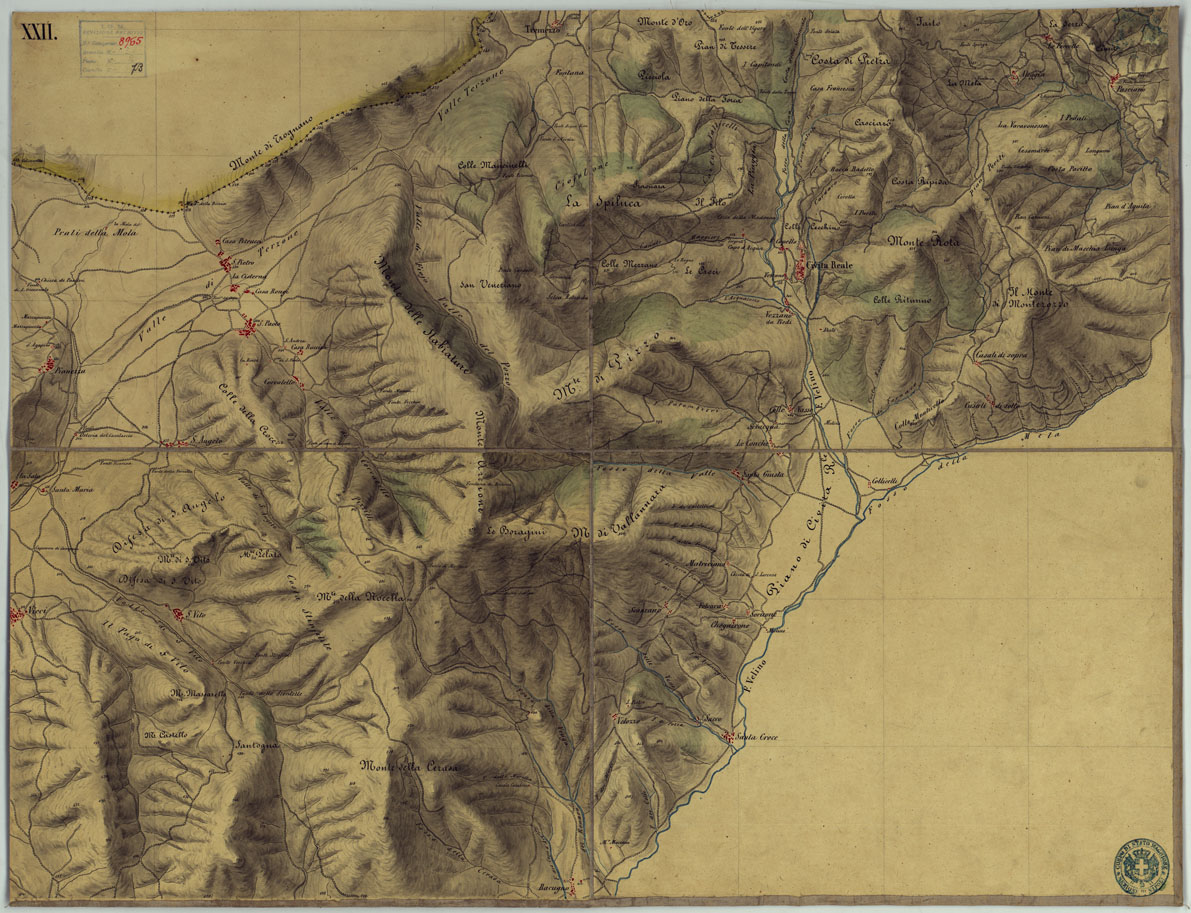 (N:9917) FRONTIERA DEL GIA' REAME DI NAPOLI - FOGLIO XXII. (CA006147) Carte e stampe antiche: riproduzione a colori su carta (formato A1)