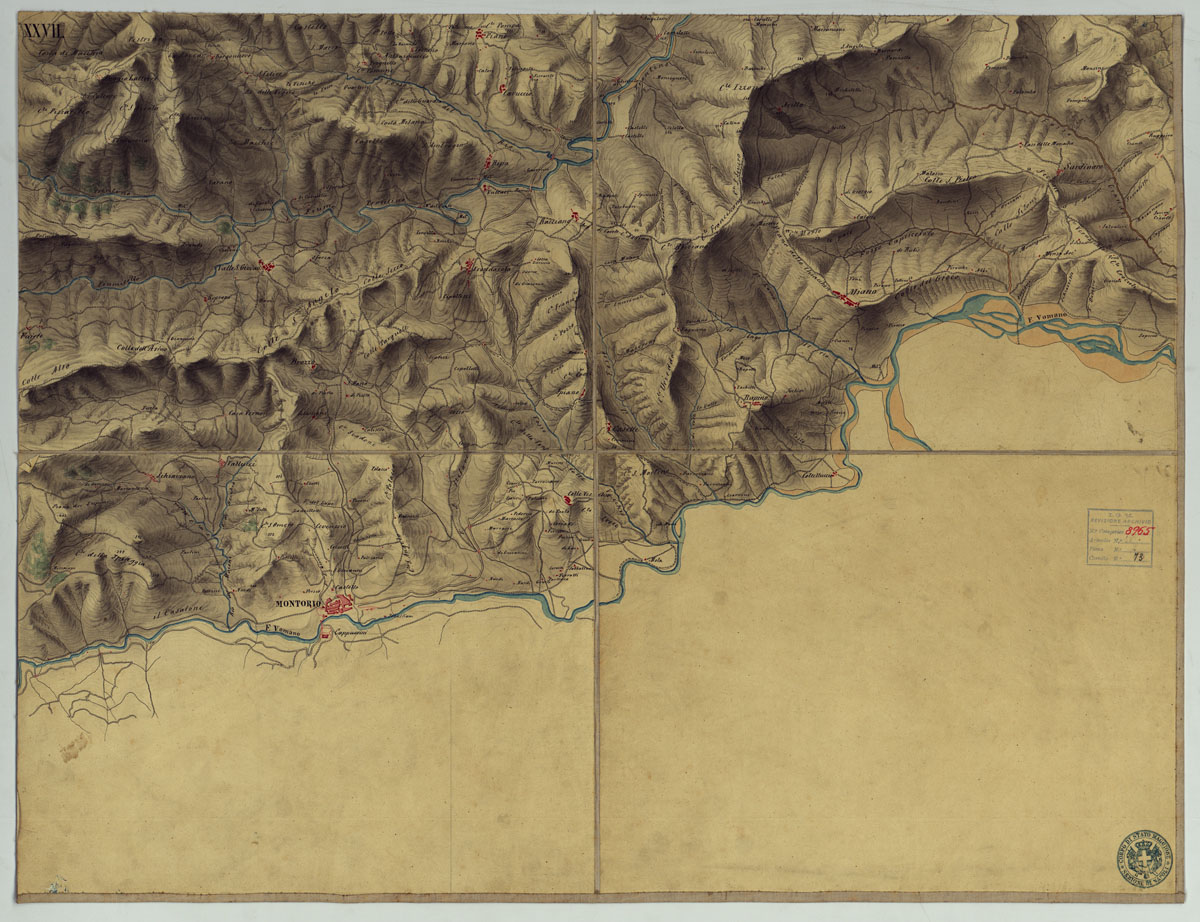 (N:9924) FRONTIERA DEL GIA' REAME DI NAPOLI - FOGLIO XXVII. (CA006152) Carte e stampe antiche: riproduzione a colori su carta (formato A1)