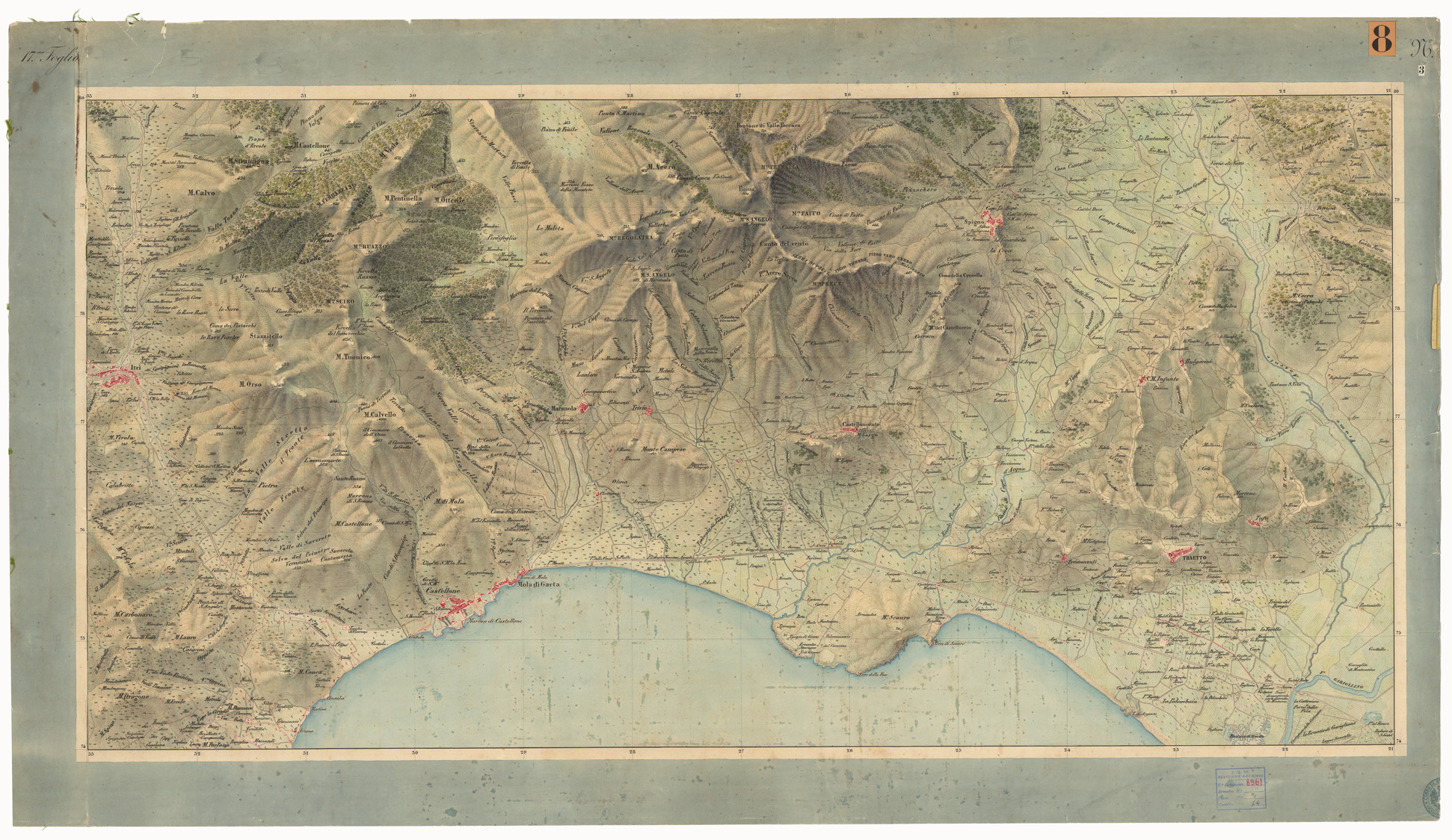 (N:9437) DISEGNI ORIGINALI DELLA CARTA DEI DINTORNI DI NAPOLI ALLA SCALA DI 1: 20.000 ESEGUITI NELL'UFFICIO TOPOGRAFICO DELL'EX - REGNO DI NAPOLI 1836-40  - FOGLIO 17  N.3 (CA006166) Carte e stampe antiche: riproduzione a colori su carta (formato A1)