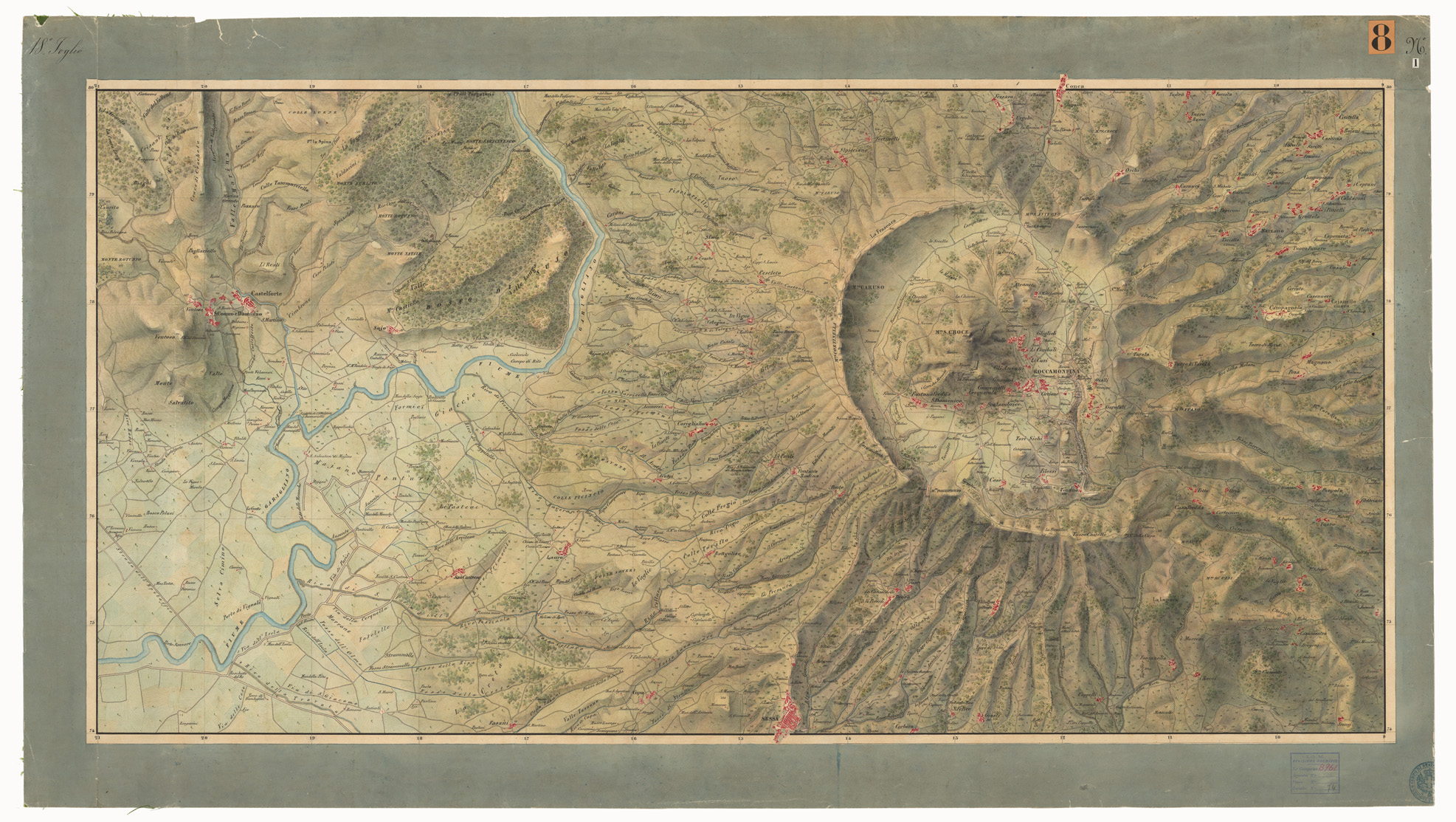 (N:9439) DISEGNI ORIGINALI DELLA CARTA DEI DINTORNI DI NAPOLI ALLA SCALA DI 1: 20.000 ESEGUITI NELL'UFFICIO TOPOGRAFICO DELL'EX - REGNO DI NAPOLI 1836-40 - FOGLIO 18 N.1 (CA006168) Carte e stampe antiche: riproduzione a colori su carta (formato A1)