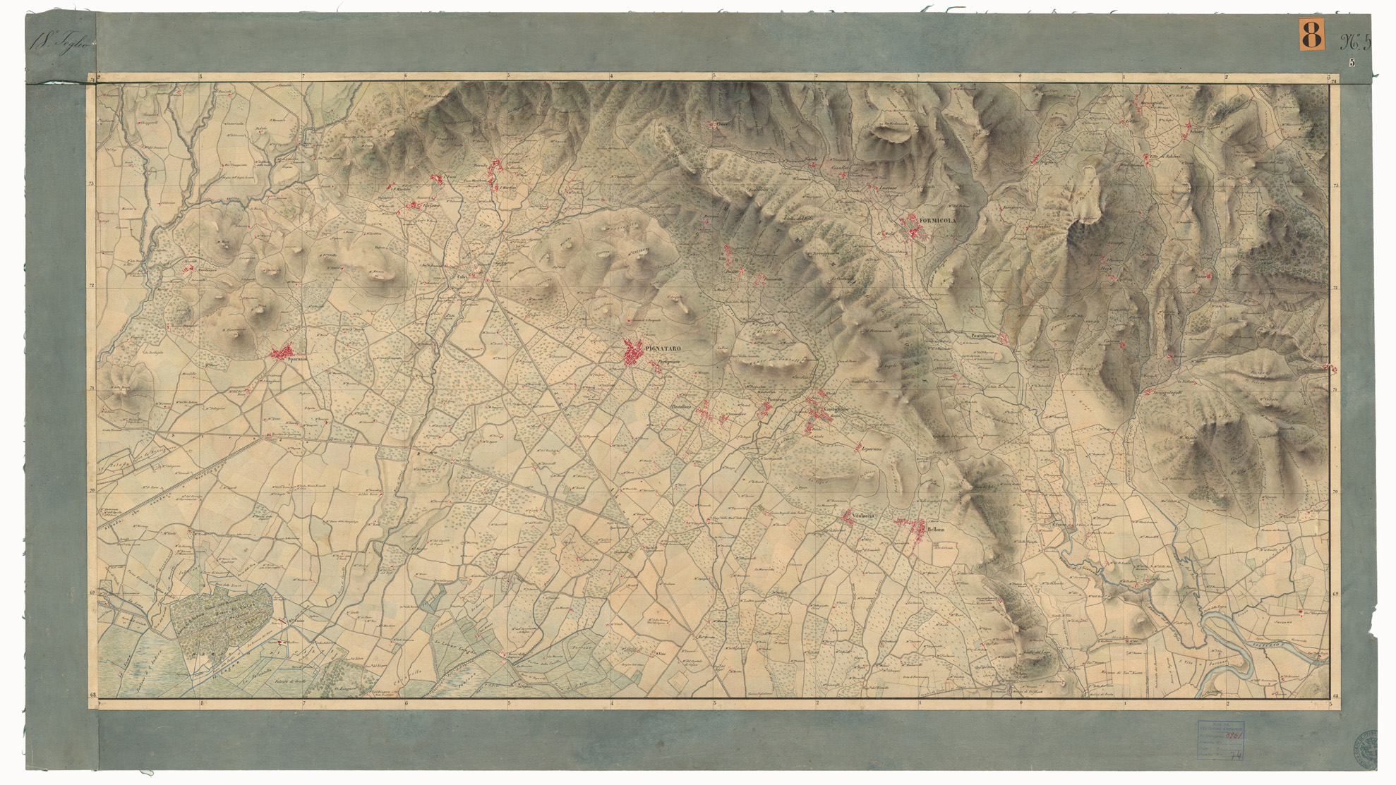 (N:9453) DISEGNI ORIGINALI DELLA CARTA DEI DINTORNI DI NAPOLI ALLA SCALA DI 1: 20.000 ESEGUITI NELL'UFFICIO TOPOGRAFICO DELL'EX - REGNO DI NAPOLI 1836-40 - FOGLIO 18 N.5. (CA006176) Carte e stampe antiche: riproduzione a colori su carta (formato A1)