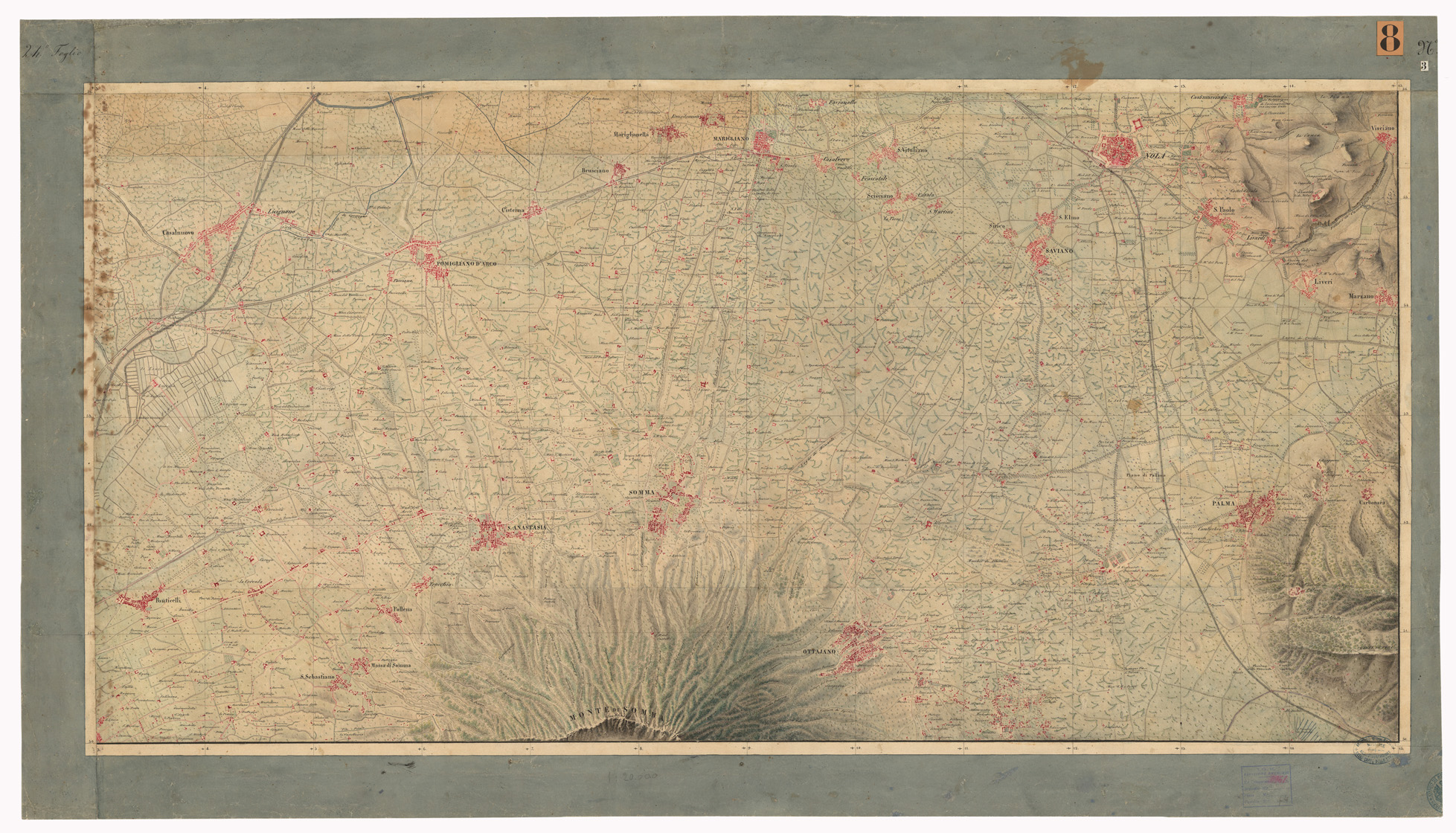 (N:9469) DISEGNI ORIGINALI DELLA CARTA DEI DINTORNI DI NAPOLI ALLA SCALA DI 1: 20.000 ESEGUITI NELL'UFFICIO TOPOGRAFICO DELL'EX - REGNO DI NAPOLI 1836-40  - FOGLIO 24 N.3. (CA006196) Carte e stampe antiche: riproduzione a colori su carta (formato A1)
