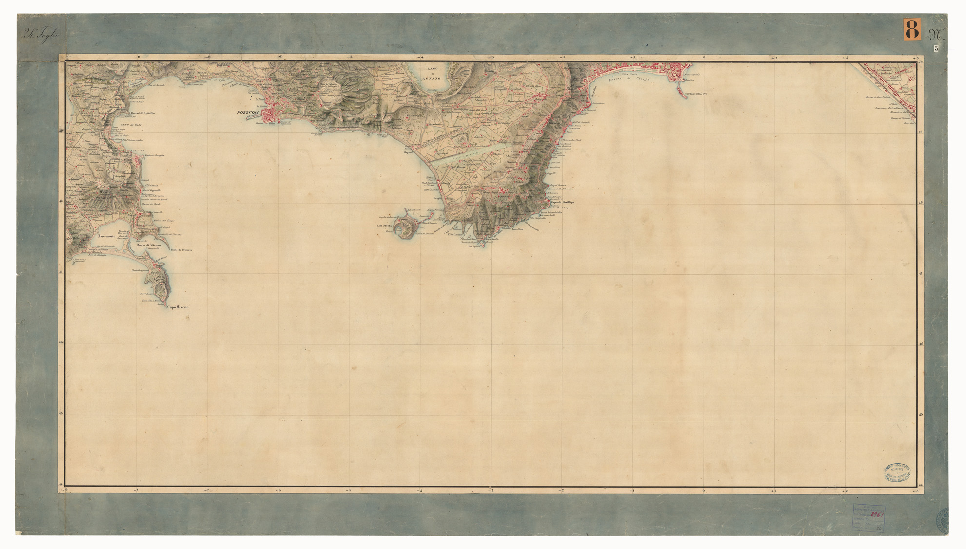 (N:9473) DISEGNI ORIGINALI DELLA CARTA DEI DINTORNI DI NAPOLI ALLA SCALA DI 1: 20.000 ESEGUITI NELL'UFFICIO TOPOGRAFICO DELL'EX - REGNO DI NAPOLI 1836-40 - FOGLIO 24 N.5. (CA006200) Carte e stampe antiche: riproduzione a colori su carta (formato A1)