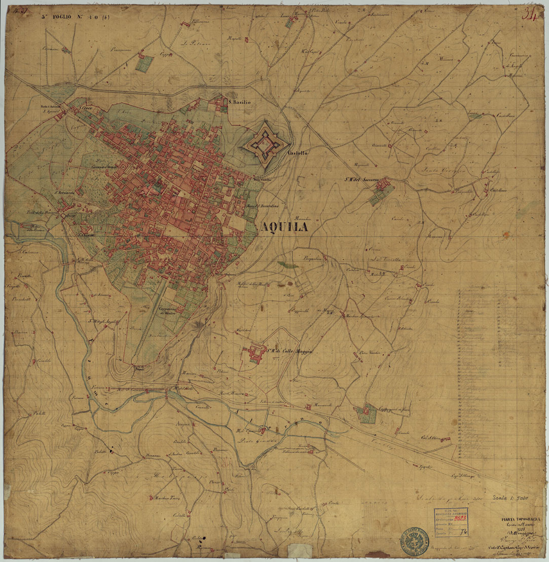 (N:181) AQUILA E DINTORNI (CA006222) Carte e stampe antiche: riproduzione a colori su carta (formato A1)
