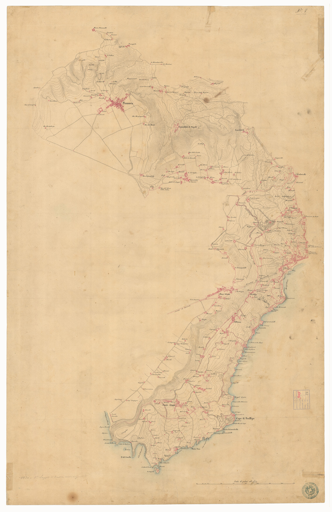 (N:14204) POSILLIPO E DINTORNI (CA006229) Carte e stampe antiche: riproduzione a colori su carta (formato A1)