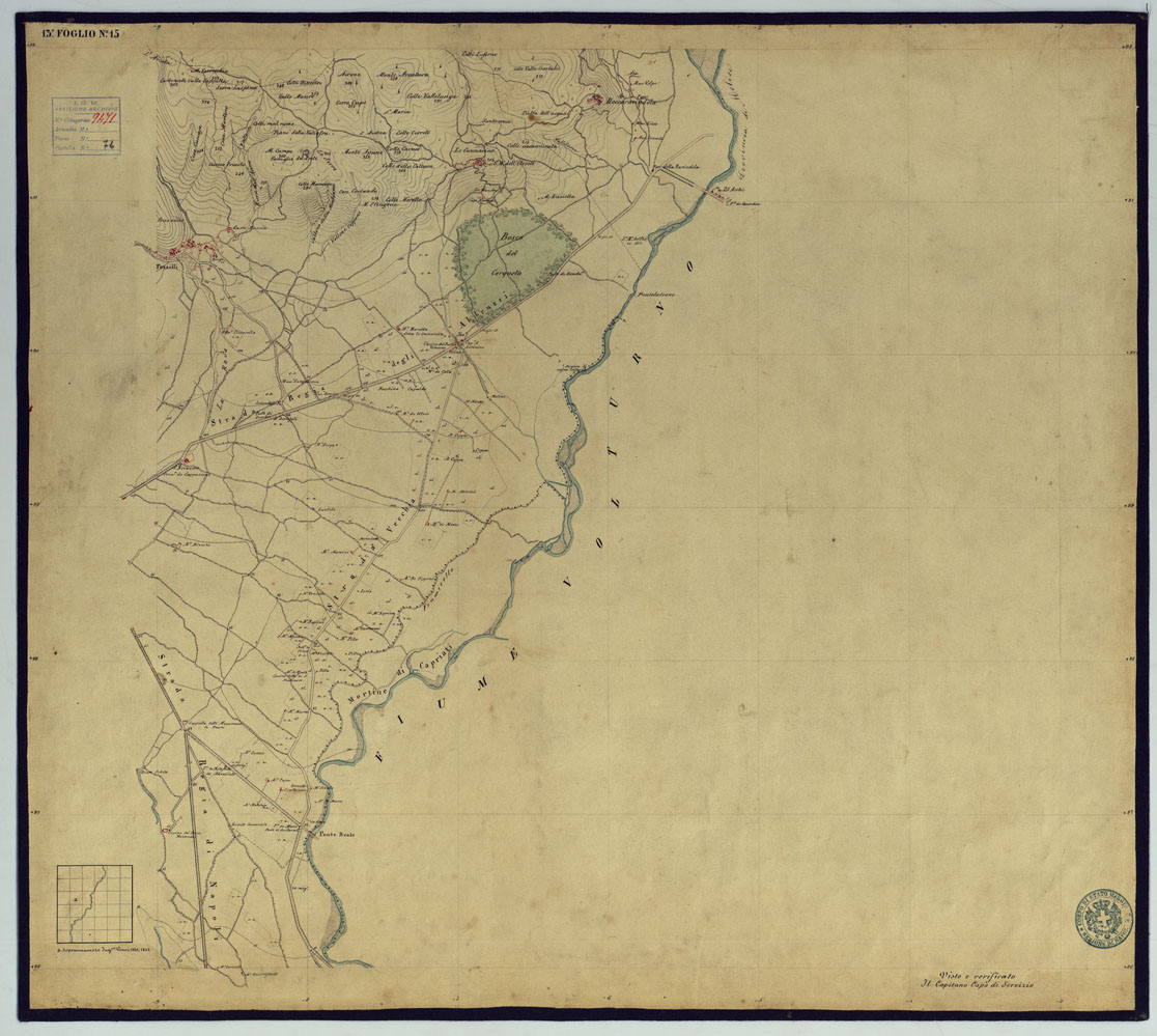 (N:2021) TAVOLETTE AL 20.000 PER LA CARTA DEL REGNO DI NAPOLI - FOGLIO 13 TAVOLA 15. (CA006325) Carte e stampe antiche: riproduzione a colori su carta (formato A1)