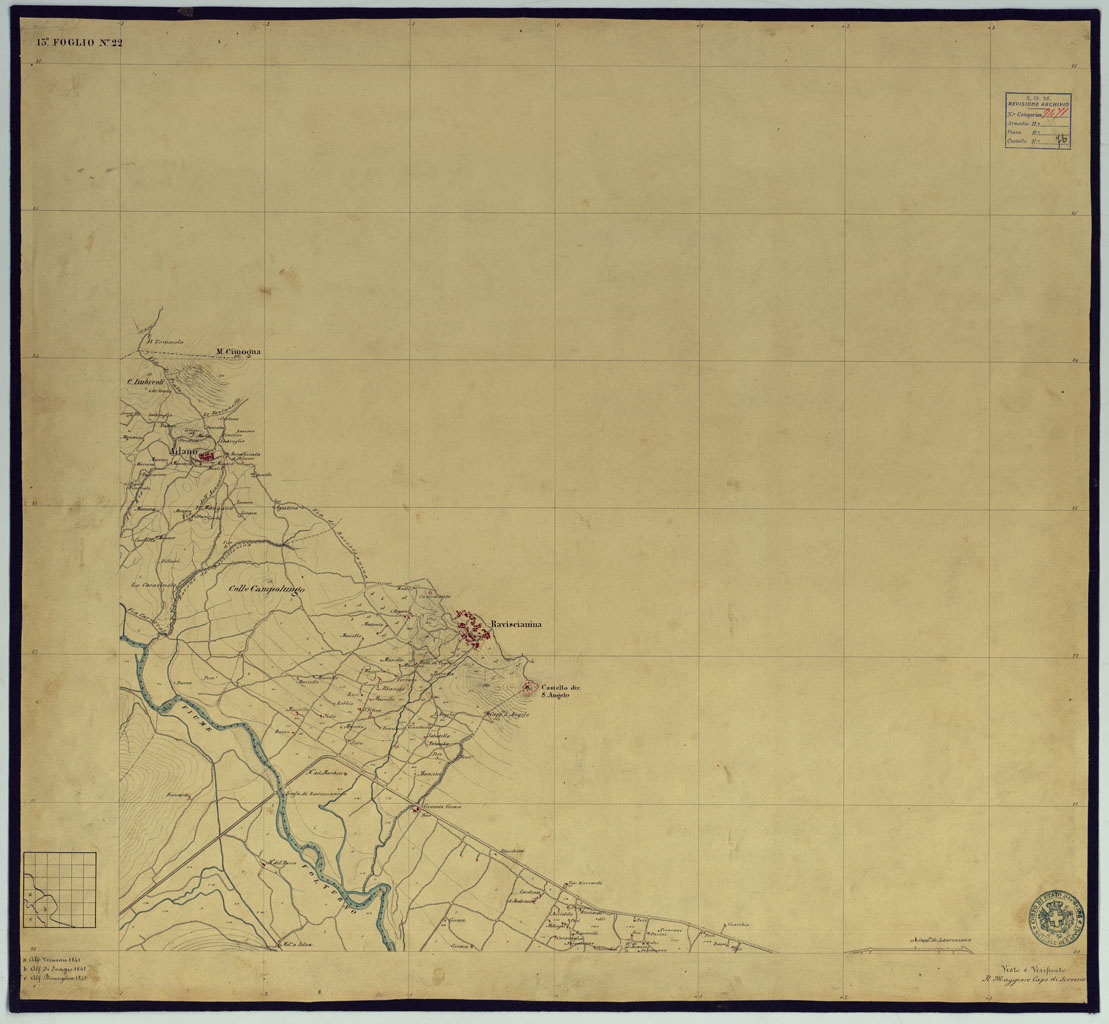 (N:2025) TAVOLETTE AL 20.000 PER LA CARTA DEL REGNO DI NAPOLI - FOGLIO 13 TAVOLA 22. (CA006329) Carte e stampe antiche: riproduzione a colori su carta (formato A1)