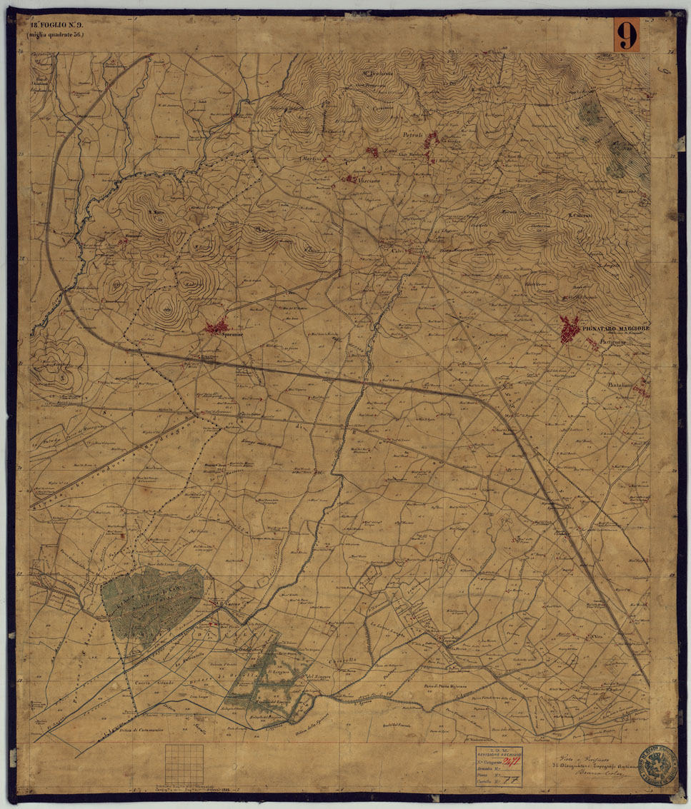 (N:2084) TAVOLETTE AL 20.000 PER LA CARTA DEL REGNO DI NAPOLI - FOGLIO 18 TAVOLA 9. (CA006349) Carte e stampe antiche: riproduzione a colori su carta (formato A1)