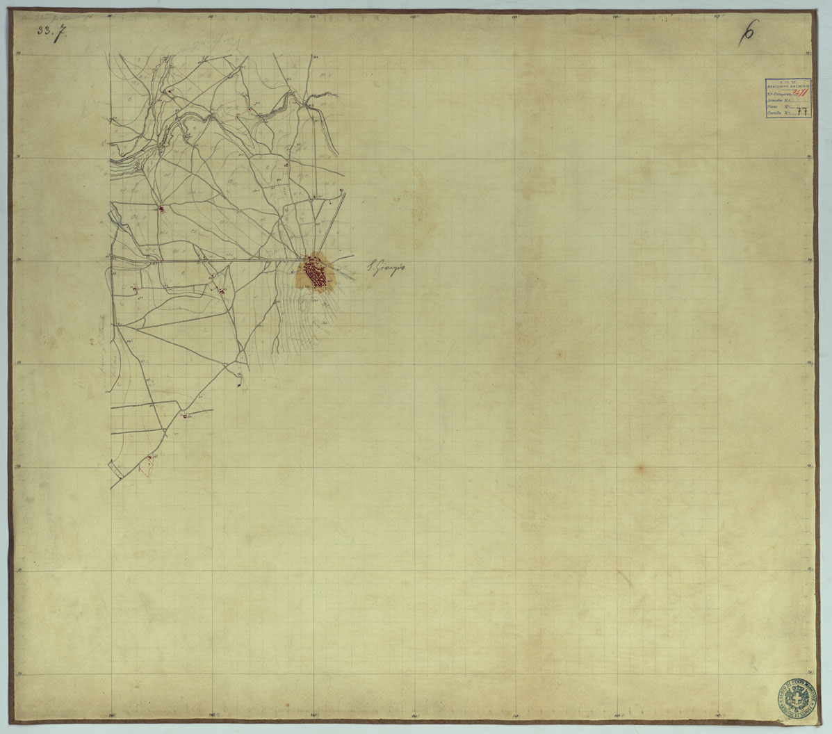 (N:2092) TAVOLETTE AL 20.000 PER LA CARTA DEL REGNO DI NAPOLI - FOGLIO 33 TAVOLA 6. (CA006372) Carte e stampe antiche: riproduzione a colori su carta (formato A1)