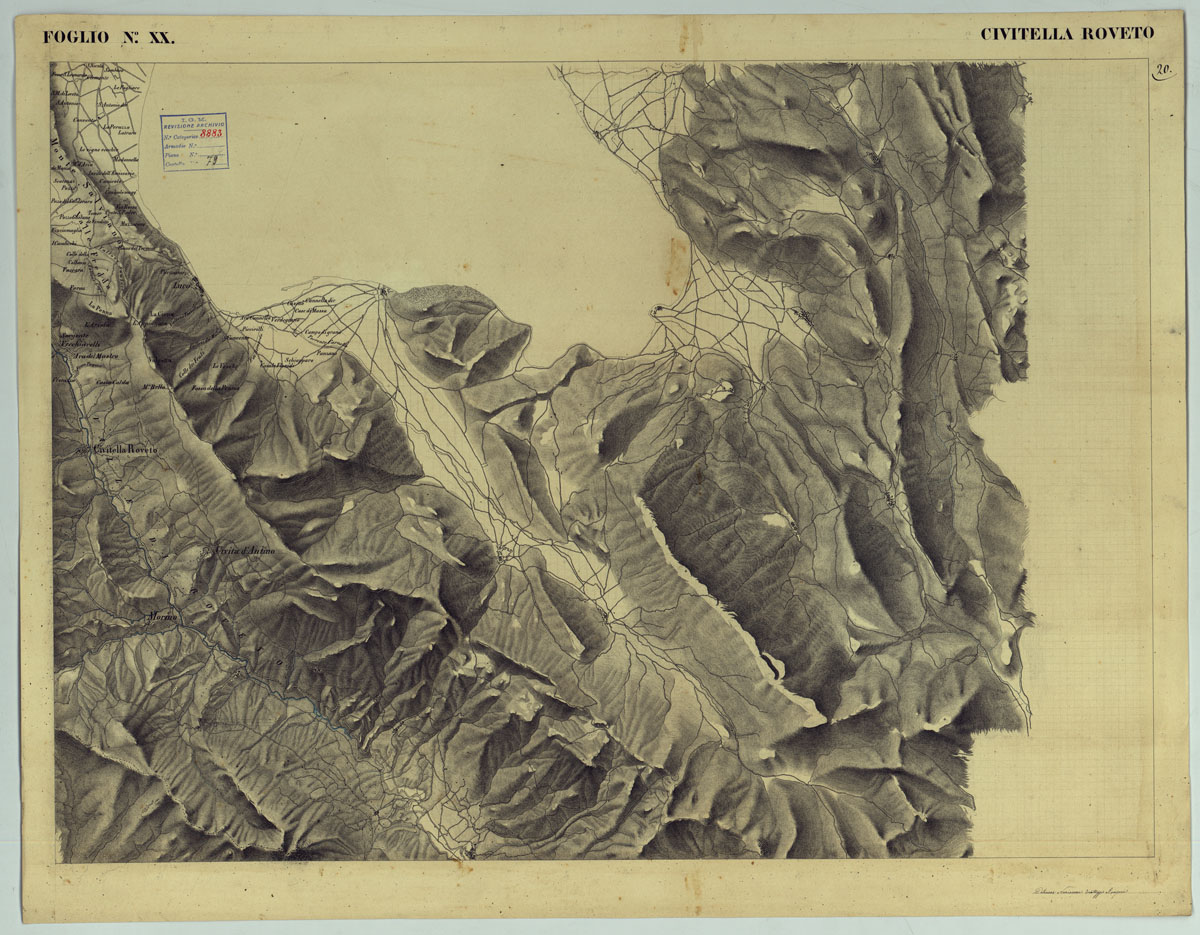 (N:15226) RIDUZIONE AL 50.000 DELLE LEVATE AL 20.000 - FOGLIO XX CIVITELLA DI ROVETO (CA006494) Carte e stampe antiche: riproduzione a colori su carta (formato A1)