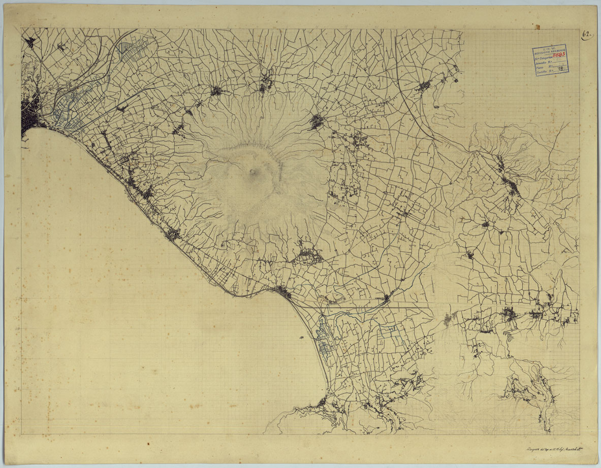 (N:15206) RIDUZIONE AL 50.000 DELLE LEVATE AL 20.000 - FOGLIO LXII VESUVIO (CA006502) Carte e stampe antiche: riproduzione a colori su carta (formato A1)