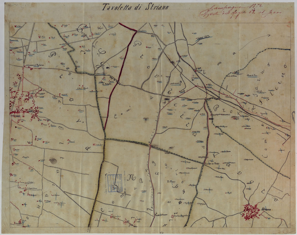 (N:13878) VESUVIO E DINTORNI - LUCIDO STRIANO. (CA006611) Carte e stampe antiche: riproduzione a colori su carta (formato A1)