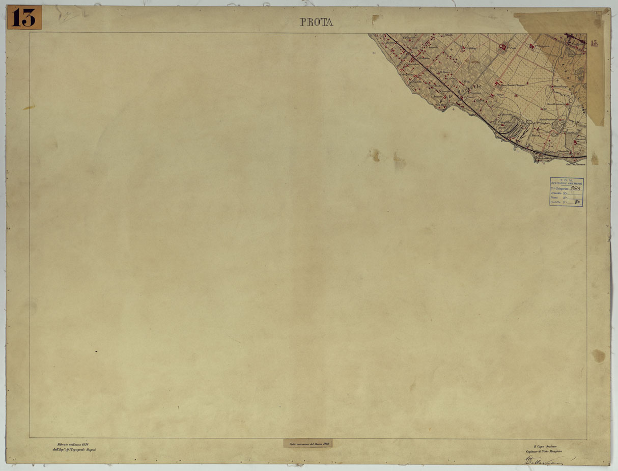 (N:13442) CARTA TOPOGRAFICA DEL MONTE VESUVIO RILEVATA E DISEGNATA DAGLI ALLIEVI DELL'ISTITUTO TOPOGRAFICO MIITARE NEGLI ANNI 1876-76 ALLA SCALA DI 1:10000 - FOGLIO 13 PROTA. (CA006632) Carte e stampe antiche: riproduzione a colori su carta (formato A1)