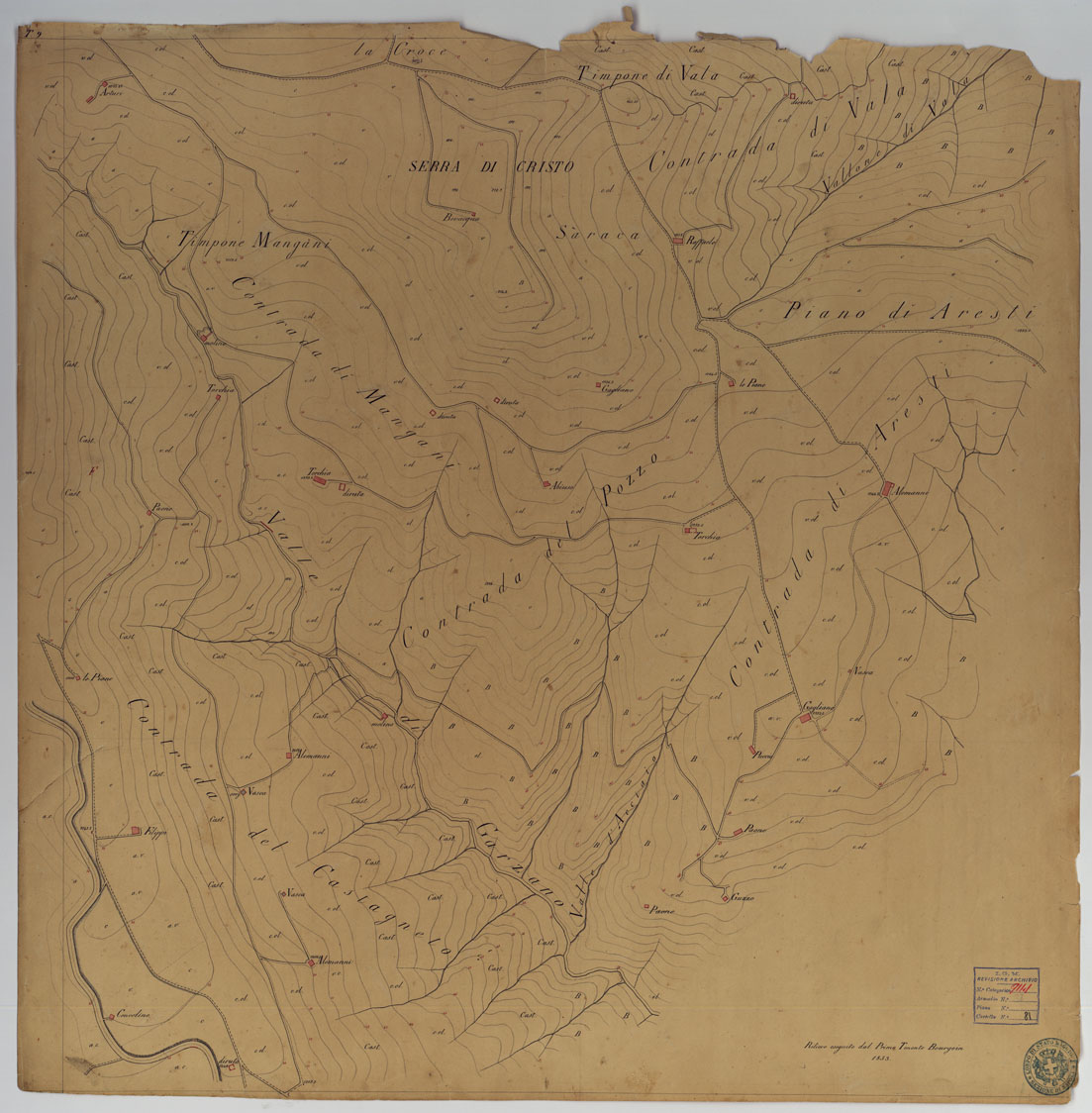 (N:15682) TIRIOLO E DINTORNI - TAVOLA 9. (CA006697) Carte e stampe antiche: riproduzione a colori su carta (formato A1)