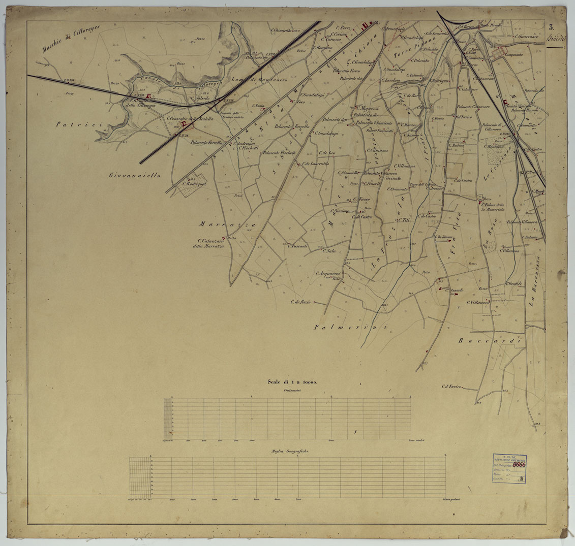 (N:453) PIANTA TOPOGRAFICA DI BRINDISI E DINTORNI LEVATA ALLA SCALA DI 1:10.000 NELL'ANNO 1863 - TAVOLA 3. (CA006712) Carte e stampe antiche: riproduzione a colori su carta (formato A1)