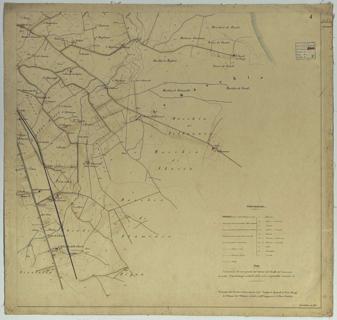 (N:454) PIANTA TOPOGRAFICA DI BRINDISI E DINTORNI LEVATA ALLA SCALA DI 1:10.000 NELL'ANNO 1863 - TAVOLA 4. (CA006713) Carte e stampe antiche: riproduzione a colori su carta (formato A1)