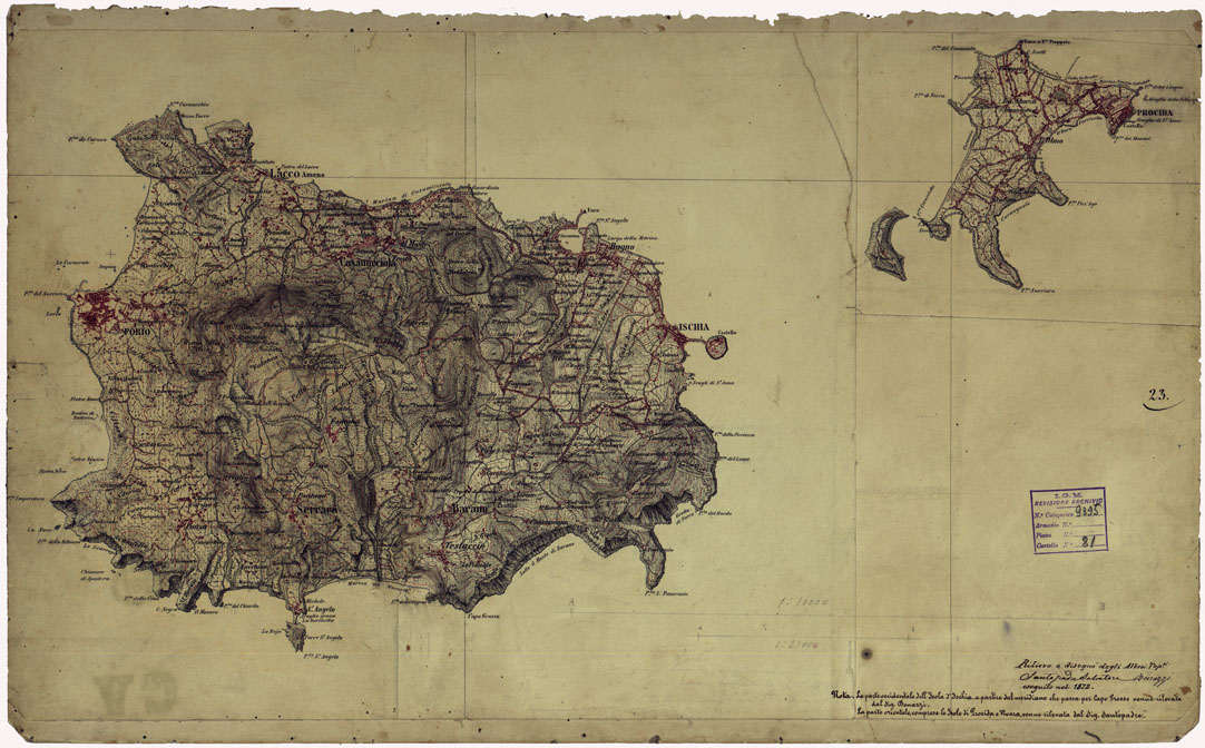 (N:10647) ISOLA DI ISCHIA, PROCIDA E VIVARA (CA006729) Carte e stampe antiche: riproduzione a colori su carta (formato A1)
