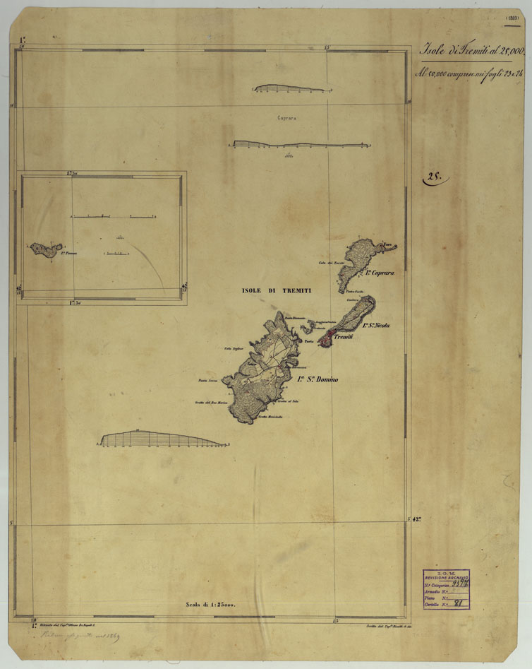(N:10798) ISOLE DI TREMITI E PIANOSA (CA006731) Carte e stampe antiche: riproduzione a colori su carta (formato A1)