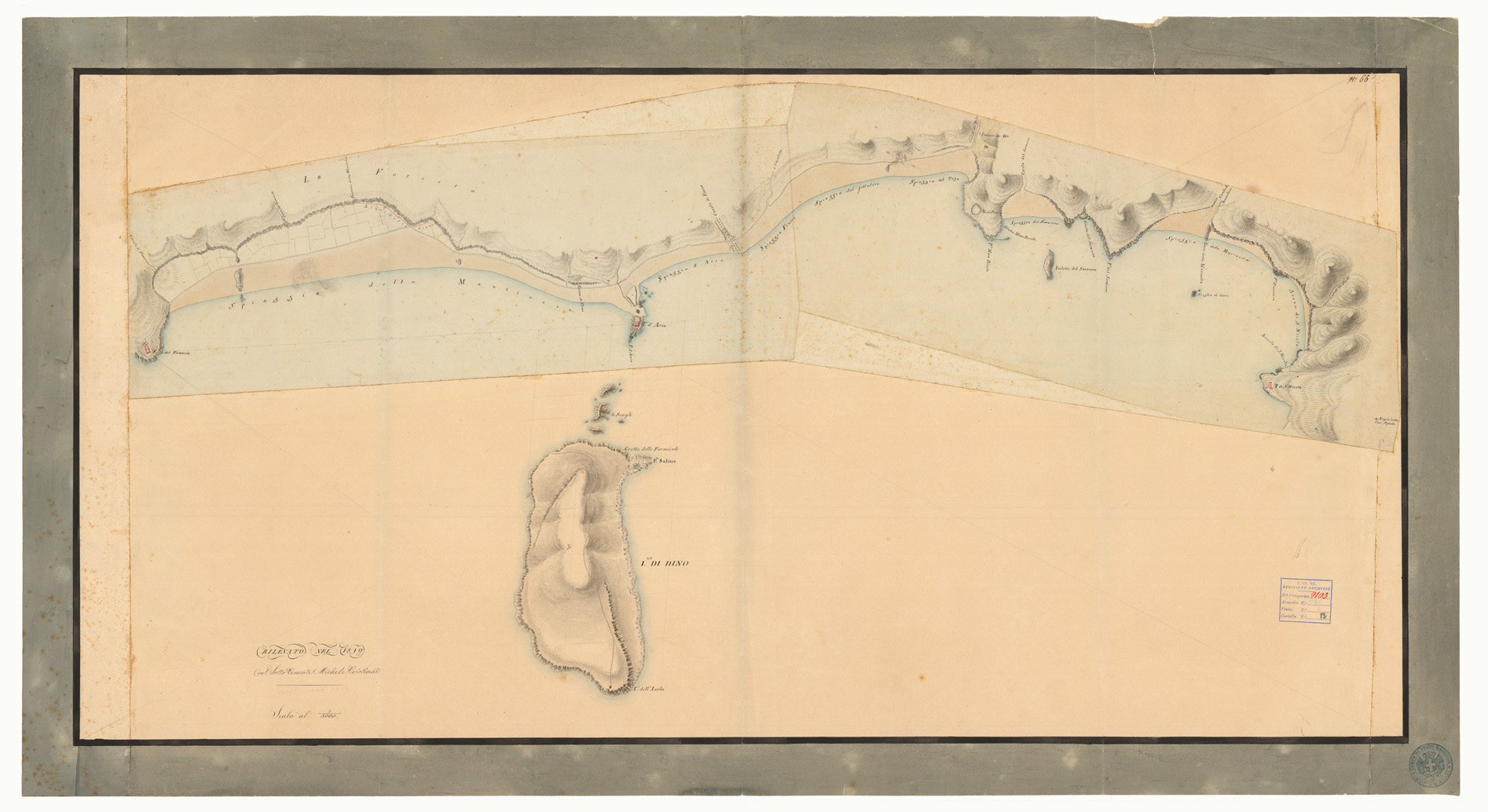 (N:16363) Spiaggia da Torre San Nicola a Forte del Fumarolo (CA006739) Carte e stampe antiche: riproduzione a colori su carta (formato A1)