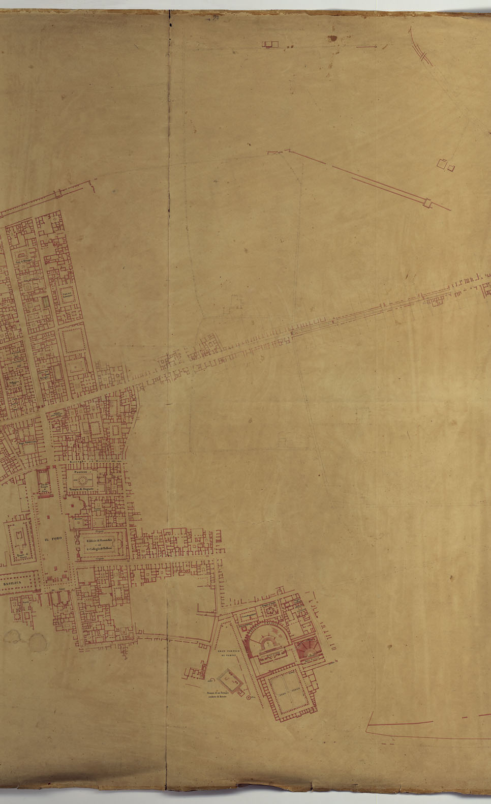 (N:17973) Pianta degli scavi di Pompei (CA006756, CA006757, CA006758) Carte e stampe antiche: riproduzione a colori su carta (formato A1)