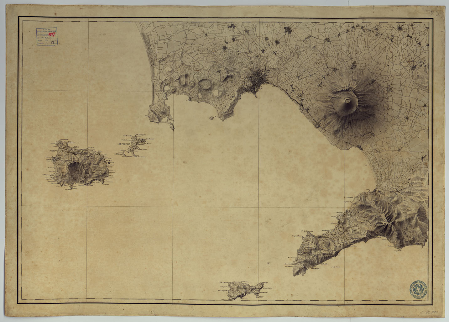 (N:12926) Napoli e Penisola di Sorrento (CA006800) Carte e stampe antiche: riproduzione a colori su carta (formato A1)